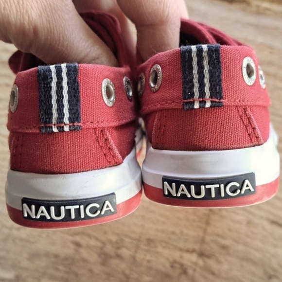 Nautica Baby Infant Velcro Strap Red Causal Loafers Nautical Boat Shoes - Picture 5 of 8